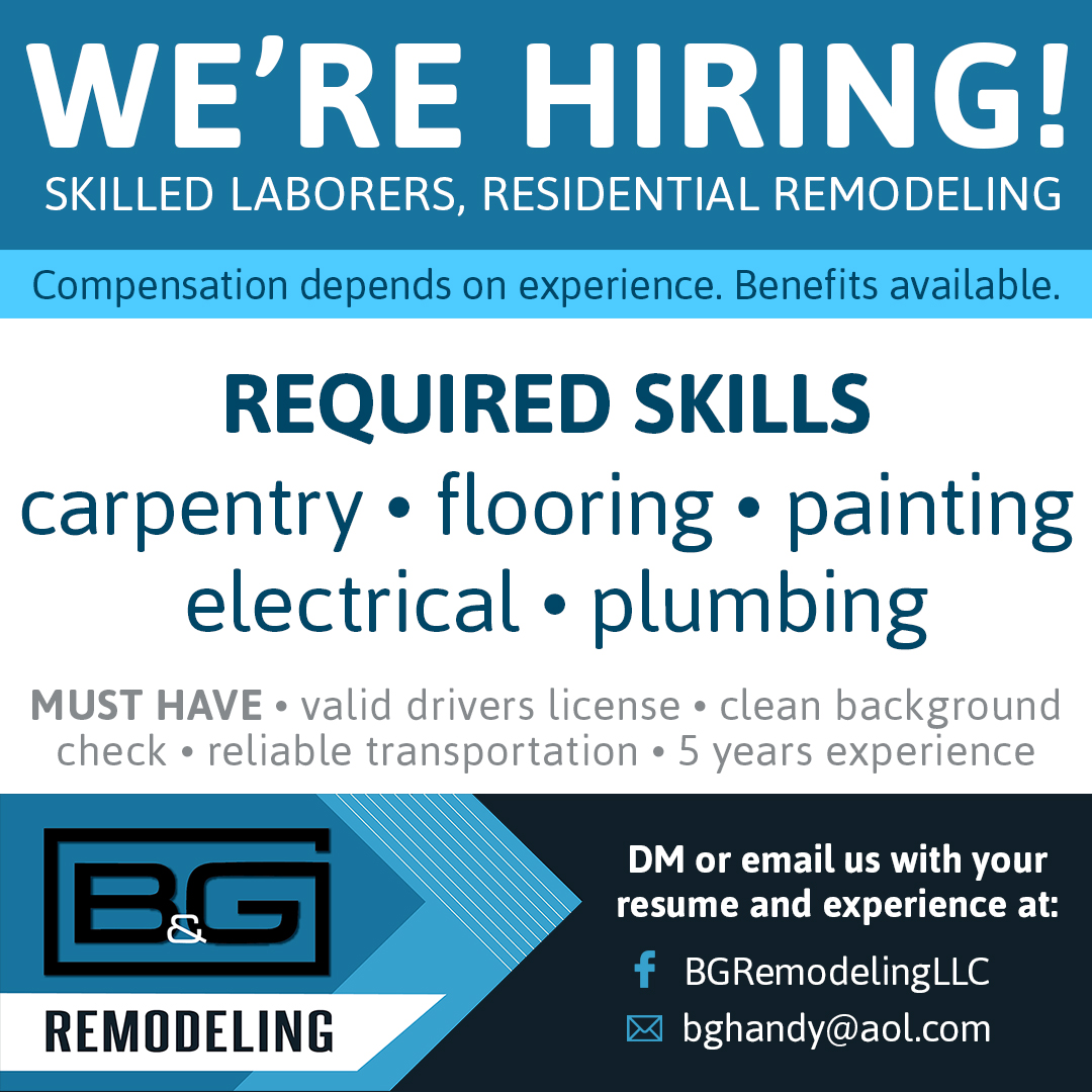 B&G Remodeling Services We're Now Hiring Northern Illinois Southern Wisconsin